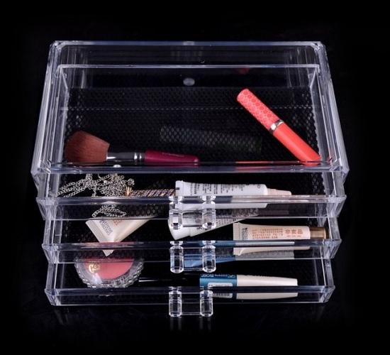 Clear Acrylic Cosmetic Jewellery Organizer Makeup Box Case SF-1005-1 free shipping 15set/lot