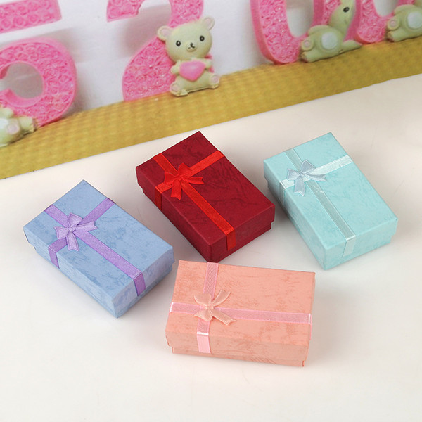 Bowknot Pattern Jewelry Box Necklace Ring Earring Christmas Gift Boxes Packaging Display Accessories 8cm*5cm*2.5cm