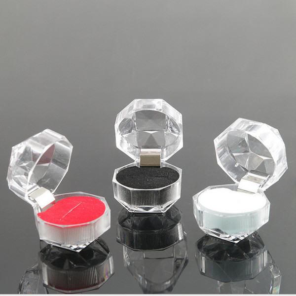 20pcs Rings Box Jewelry clear Acrylic cheap Boxes wedding gift box ring stud dust plug box KKA2298