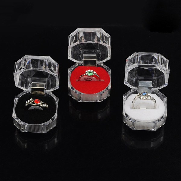 1PC Elegant 3.8*3.8cm Portable Acrylic Transparent Rings Earring Display Box Wedding Jewelry Package Box Wholesale