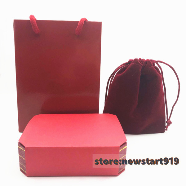 Love screw red bracelet box packing set with pager bag and velvet bag