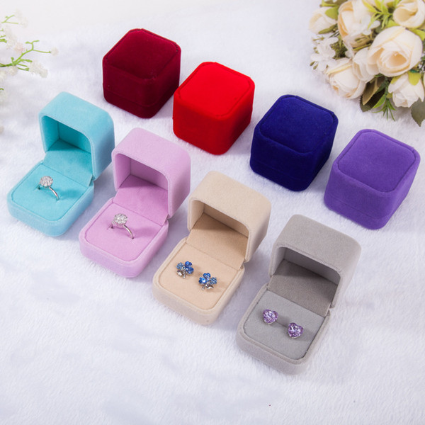 Flannel High-end Jewelry boxes Velvet Earrings Ring Badge box good quality jewelry cases wedding ring box black blue grey multicolors