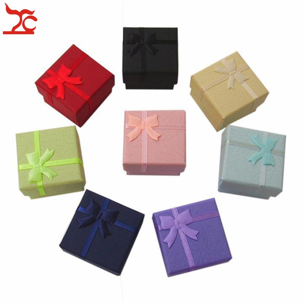 Free Shipping 24pcs/lot Jewelry Storage Paper Box Multi colors Ring Stud Earring Packaging Gift Box Ring Storage Box 4*4*3 cm