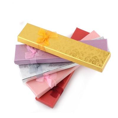 20.5x4.5x2cm Pearlescent Paper Bowtie Decpr Jewelry Box packaging Gifts Pendant Necklace Box Wholesale