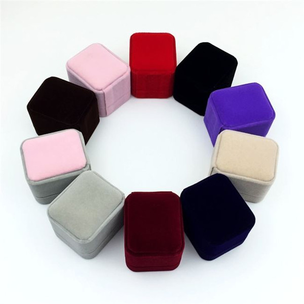 9 color square velvet jewelry box necklace ring earrings box Jewelry Packing box free shipping