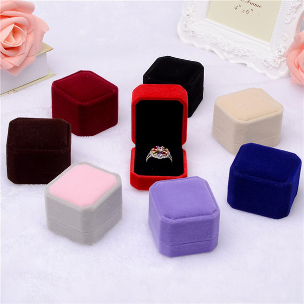 Fashion 1Piece Square Shape Velvet Jewelry Box Red Color Widget Box Necklace Ring Earrings Box 2017 New