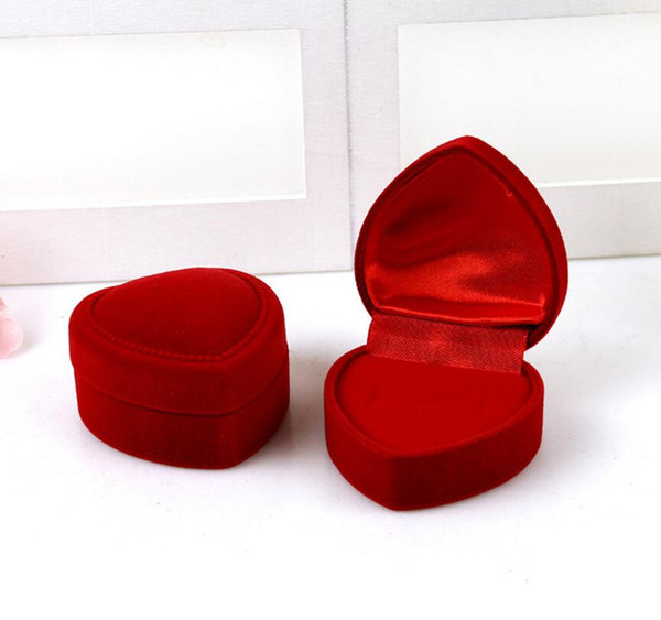 Gift Wedding Boxes Heart Shaped Ring Box Mini Cute Red Carrying Cases For Rings Hot Sale Display Box Jewelry Packaging Gift Boxes