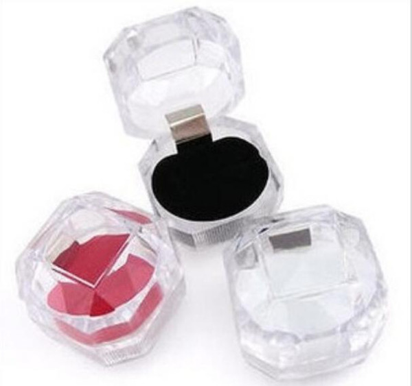 Rings Box Jewelry clear Acrylic cheap Boxes wedding gift box ring stud dust plug box