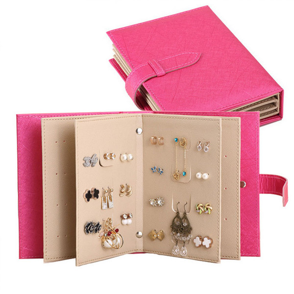 Jewelry Organizer, Portable Earring Holder Travel Jewelry Case Pu Leather Earring Holder with Book Design wholesale