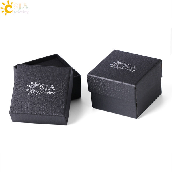 CSJA Men Women Jewelry Gift Box Rings Necklaces Earrings Pendants Storage Packaging Square Cardboard Paper Jewellery Carton 3 Sizes F297