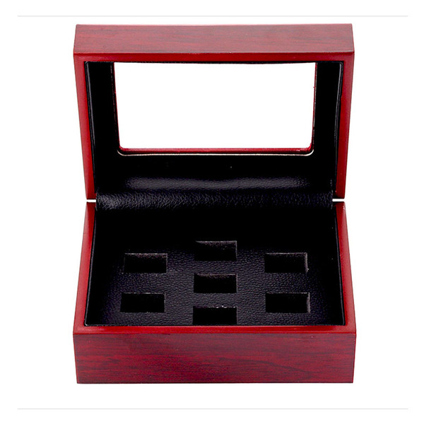 New fashion champion ring display box 7 hole red wooden display box manufacturers fast shipping