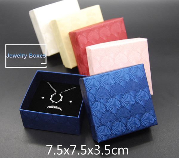 DHL/ FedEx FREE 100pcs 7.5*7.5*3.5cm Jewelry Boxes Top Quality Gift Boxes for earrings necklace Packaging Box 5 Colors optional