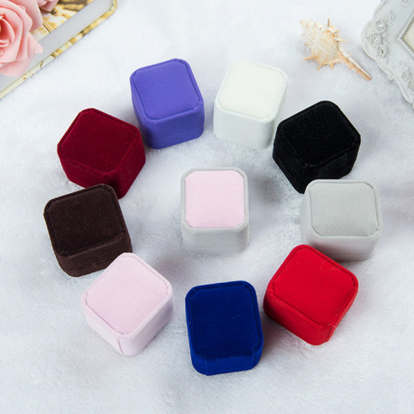 2017 New Arrival 9 colors Jewelry Gift Boxs Square Flannel Ring Jewelry Boxs Earrings Necklace Boxes Color on hot Sale