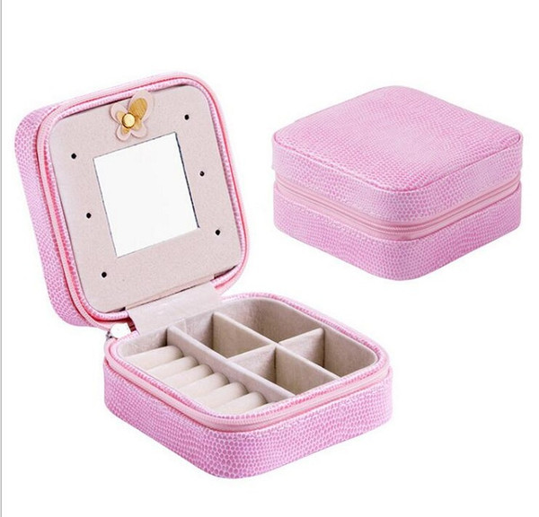 Portable Women Jewelry Box Travel Jewellery Organizer Case PU Leather Jewelry Ring Earring Necklace Storage Box Birthday Gift