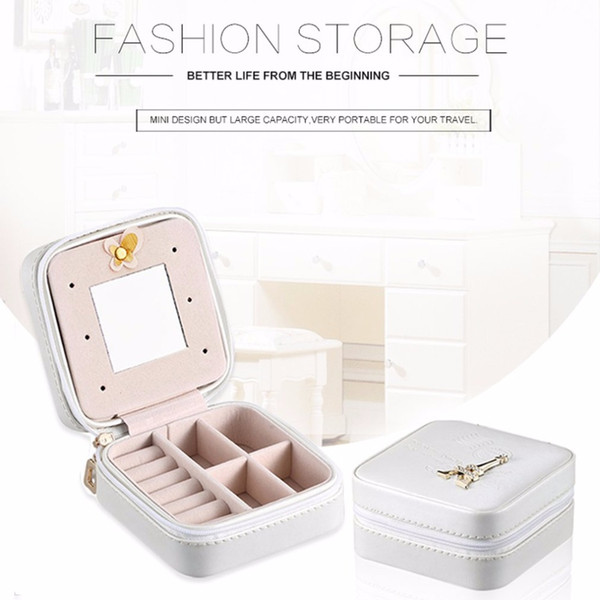 2 Color Innovative Mini PU Leather Casket For Jewelry Travel Case Ring Earrings Necklace Storage Potable Jewelry Storage Box