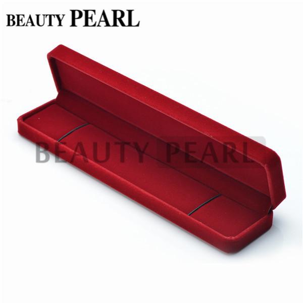 Rectangle Red Velvet Gift Box for Necklace Show Case Display Storage Jewelry Boxes