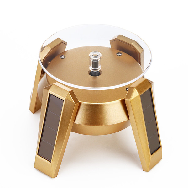 Hot High Gold Plated Silver Black Solar Power 360 Rotating Display Stand Turn Table Plate For Ring Necklace Bracelet Jewelry