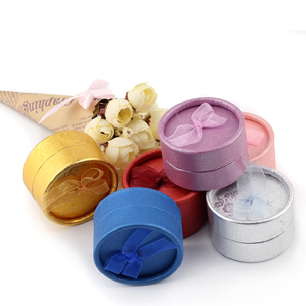 Wholsale Favor Bag Wholesale Multi Colors Round Jewelry Boxes Ring Earrings Bags 5.5x3.5cm Packing Gift Box