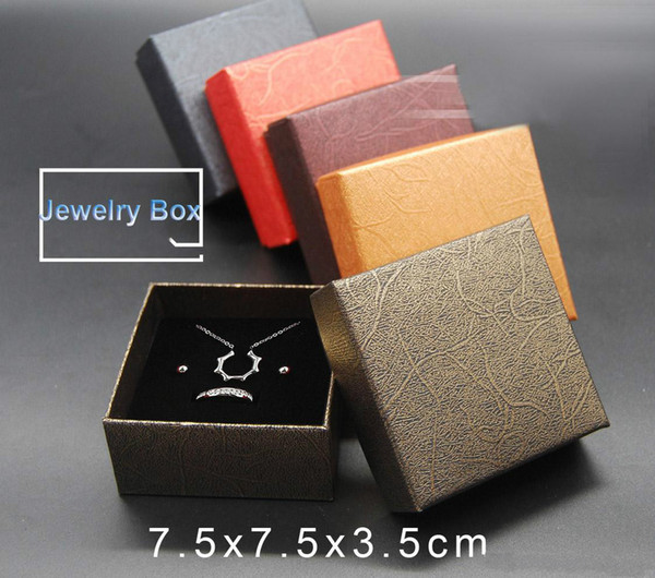 60pcs 7.5*7.5*3.5cm 5 Colors jewelry box High Quality Gift Boxes for earrings necklace Packaging Box Cheap wholesale