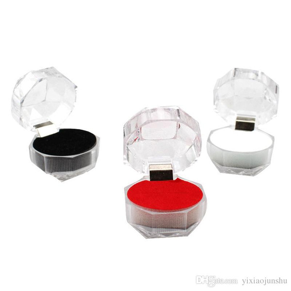 Rings Box Jewelry Clear Acrylic Cheap Jewelry Boxes Sale Wedding Gift Box Ring Stud Dust Plug Box black white red color