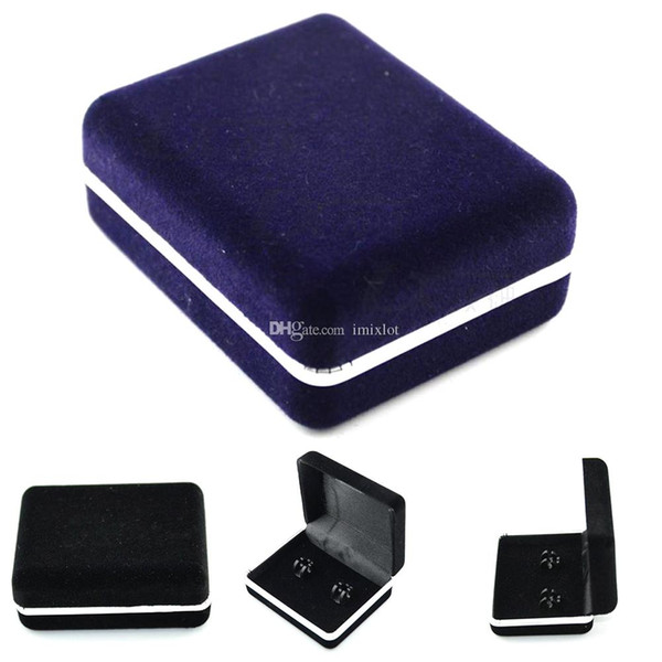 2 Pcs Flannelette Display Case Dark Blue/Black Cufflinks Box For Jewelry Storage Accessories Plastic Box 7*6*2.7cm