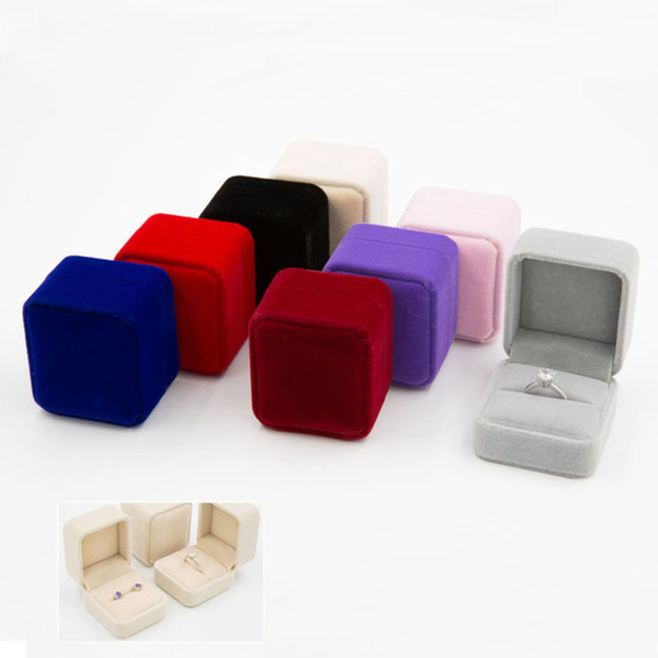 Earring Gift Box Square Shape Velvet Jewelry Box Red Color Widget Boxes Necklace Ring Earrings Finger Ring Gift Boxes