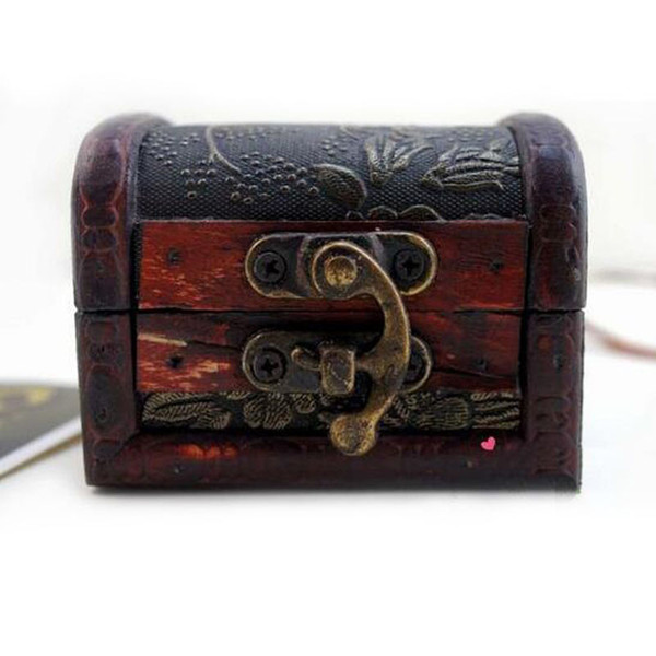 Vintage Jewelry Box Organizer Storage Case Mini Wood Flower Pattern Metal Container Handmade Wooden Small Boxes ZA1383