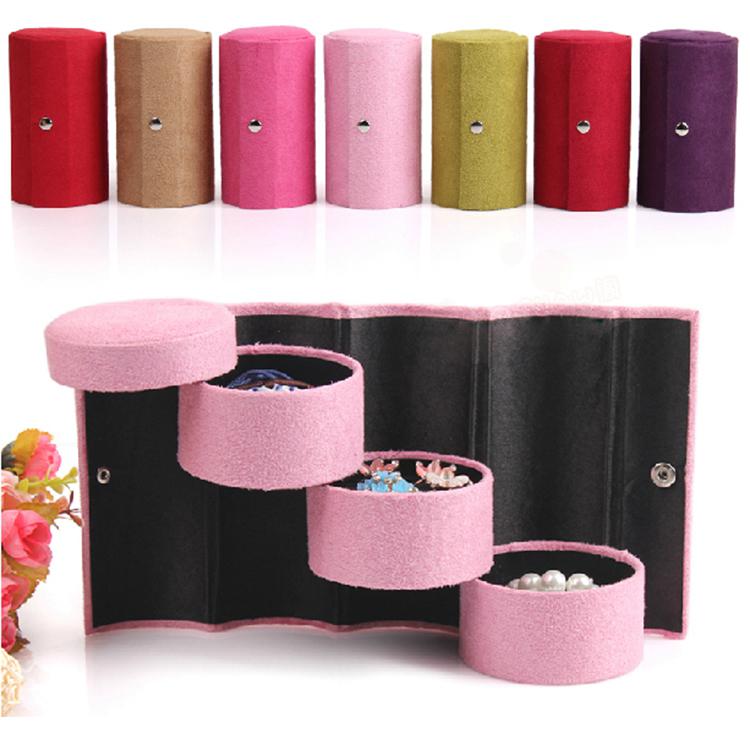 Top Grade Jewelry Box Foldable Ring Box Velvet Stud Earrings Necklace Bracelets Portable Storage Boxes Princess Gift Box