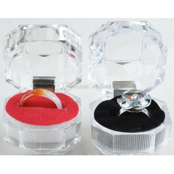 Ring Earrings Jewelry Crystal Box Storage Gift Case Display Transparent C00375 SPDH