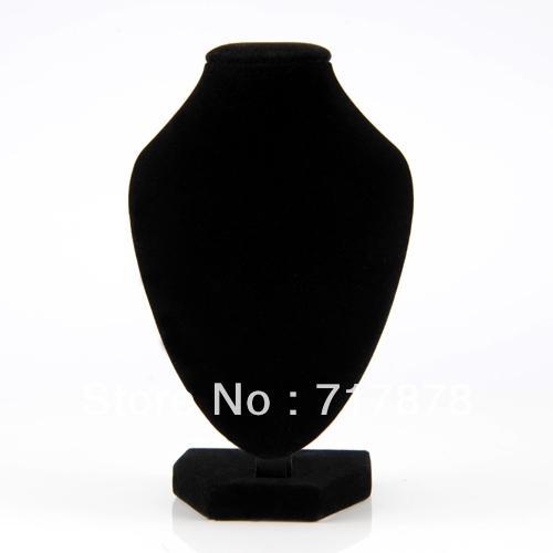 5Pieces/Lot Free Shipping Black Velvet Necklace Pendant Chain Link Jewelry Bust Neck Display Holder Stand