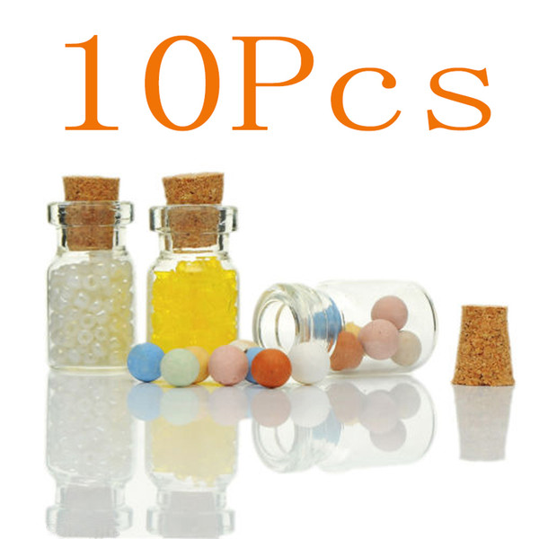 Fashion 10Pcs Clear Mini Cork Stopper Glass Bottle Shellhard Small Wishing Bottle Glass Craft Jewelry 11*22mm