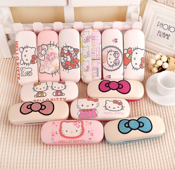 New Arrival Kt Cat Girl Myopia Glasses Case Fashion Pink Hello Kitty Students Are Portable Glasses Box Ladies' Eyeglasses Cases C19041201