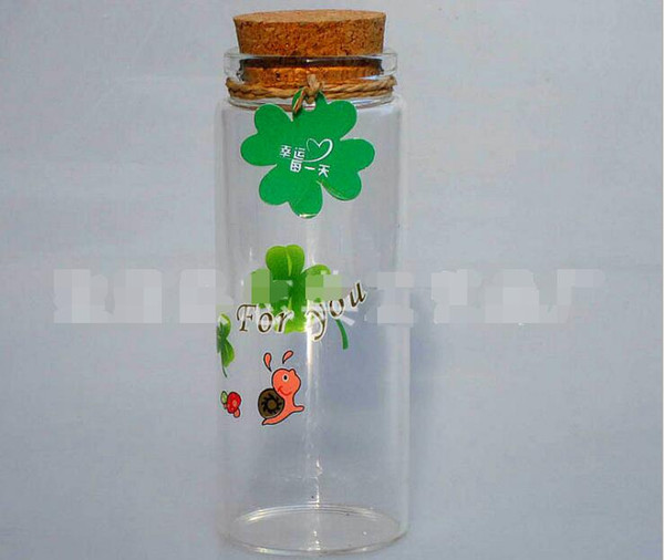 47*120m Wishing bottle Retro style High borosilicate glass Drift bottle four leaf clover can custom Contains bottles 150ml Creative gift