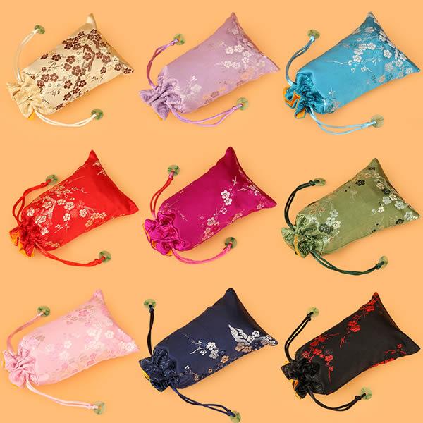 Jewelry Drawstring Bags, with flower pattern, beautiful cell phone bag,mix color,size :9*15cm, sold per bag of 20 pcs