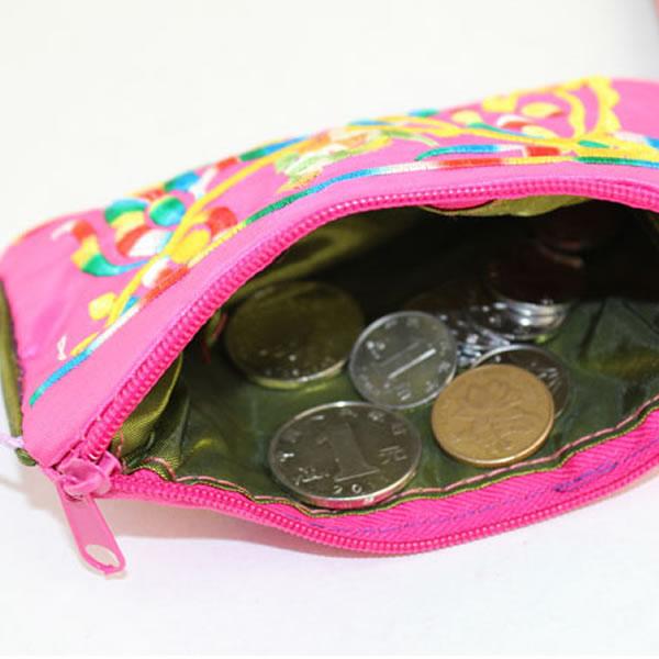 Satin embroidered bag, double side embroidery wallet, 20*13cm, mixed color, sold by lot (10pcs/lot)