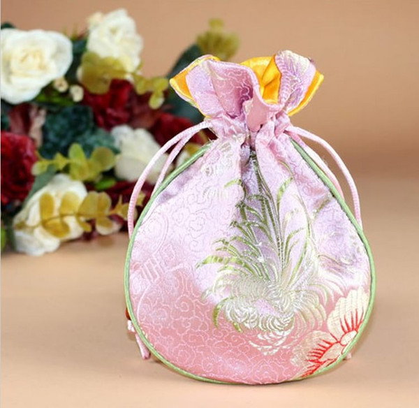 jewelry bag,gift bag ,jewelry pouches,mixed color, Chinese silk bag,size :12.5*15.5cm, sold per bag of 10 pcs