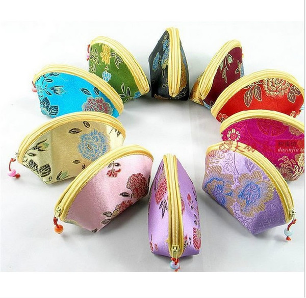 jewelry gift bag, with zipper style, mixed color, size :11*5*6.5 cm, sold per bag of 30 pcs