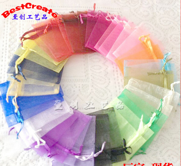 Free shipping Jewelry Bags MIXED Organza Jewelry Wedding Party Xmas Gift Bags Purple Blue Pink Yellow Black With Drawstring 11*16cm