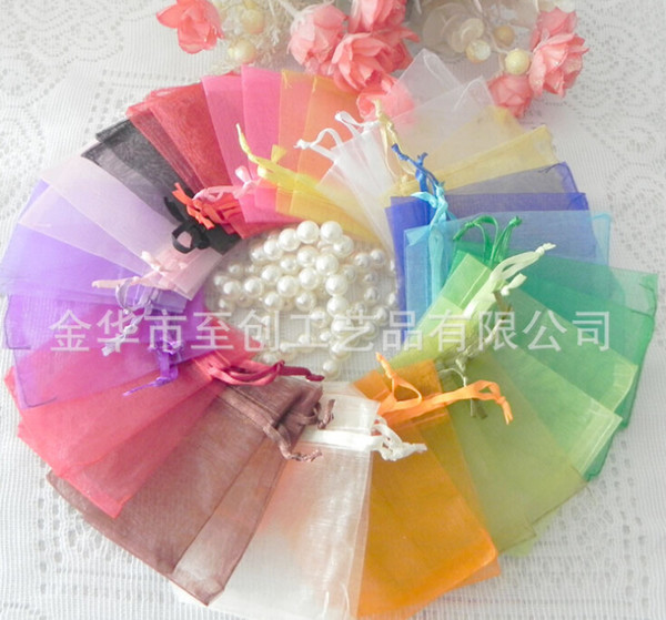 Jewelry Bags MIXED Organza Jewelry Wedding Party Xmas Gift Bags Purple Blue Pink Yellow Black With Drawstring 8*10cm