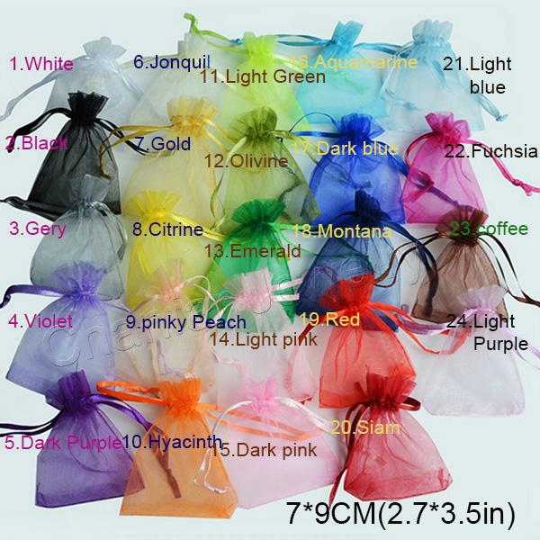 100pcs /bag , Selection 24 Colors Jewelry bag 7x9cm organza jewelry bag packaging display & Jewelry Pouches, free shipping