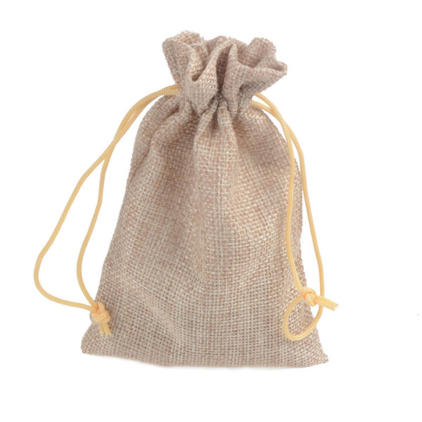 Fashion 9.5x14.5cm wedding linen flax bag drawstring pouch for fashion packing party favor holders