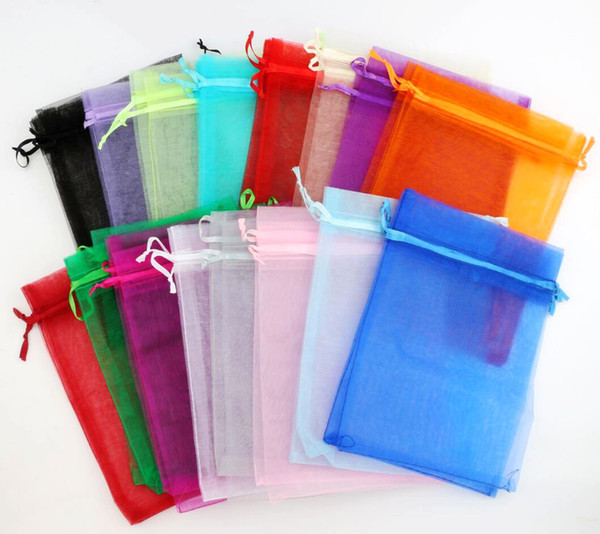 100PCS 16colors 13X18cm Rectangle Solid Color Organza Bags Wine Bottle Jewelry Gift Pouches Candy Bag GB035