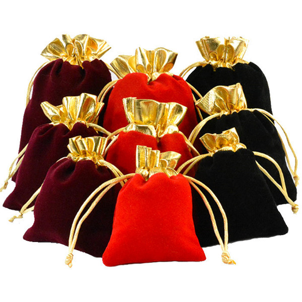 Colorful Velvet Little Bags Drawstring Gift Bag For Jewelry Earring Necklace Package Velvet Jewelry Bag Pouches Christmas Wedding Candy Bag