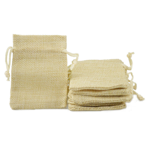 6.5*8.5cm double layer high quanlity natural linen drawstring bags jewelry pouch jute bags burlap Pouch package bags Gift hessian bags sack