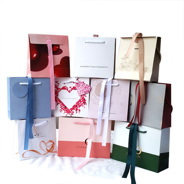 10 Style High Quality Jewelry box White paper bag for Pandora Jewelry Charms Bracelet Necklace Ring with Brand Name Packaging gift bags