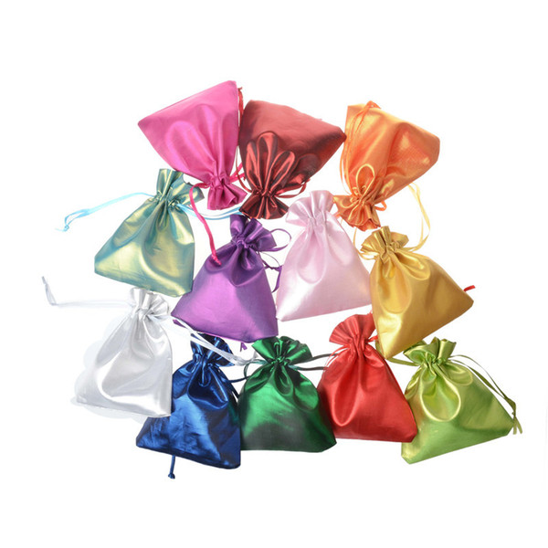 Wholesale Drawstring Bag 10X12CM Satin Mini Pouches Rings Necklace Small Jewelry Bags Colorful Wedding Party Favor Gift Packaging Bags