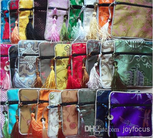 jewelry bag,gift bag ,jewelry pouches,mixed color, silk bag,size :11.5x11.5CM, sold per bag of 20 pcs