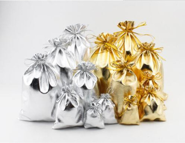 New 4sizes Fashion Gold Silver Plated Gauze Satin Jewelry Bags Jewelry Christmas Gift Pouches Bag 5x7cm 7X9cm 9x12cm 13x18cm