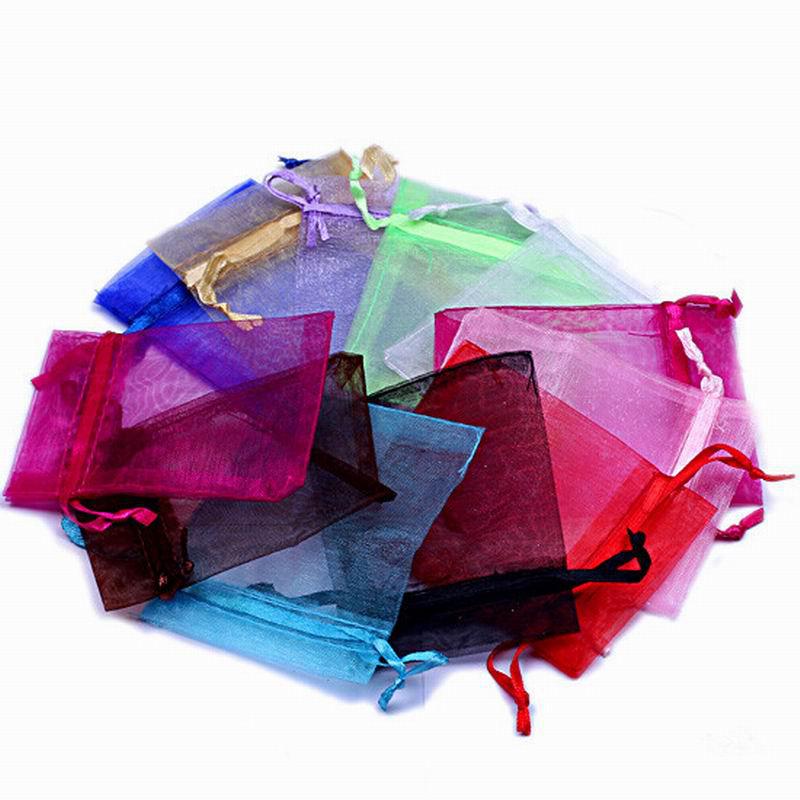 500pcs Solid Multi-Color Organza Jewelry Bags Luxury Wedding Voile Gift Bag Drawstring Jewelry Packaging Christmas Gift Pouch 9*12cm