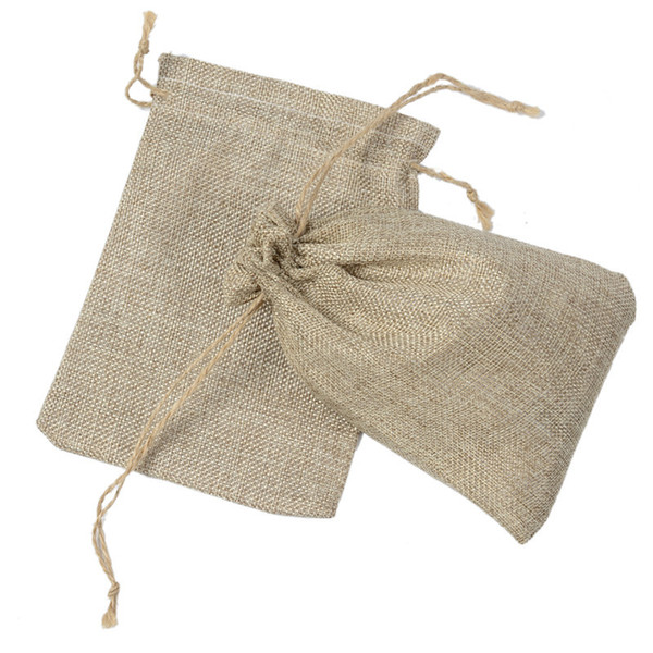 Double layer high quanlity Natural Linen drawstring bags 13*18cm Gift hessian Wedding favor bags Jewelry Pouch Jute bags burlap package